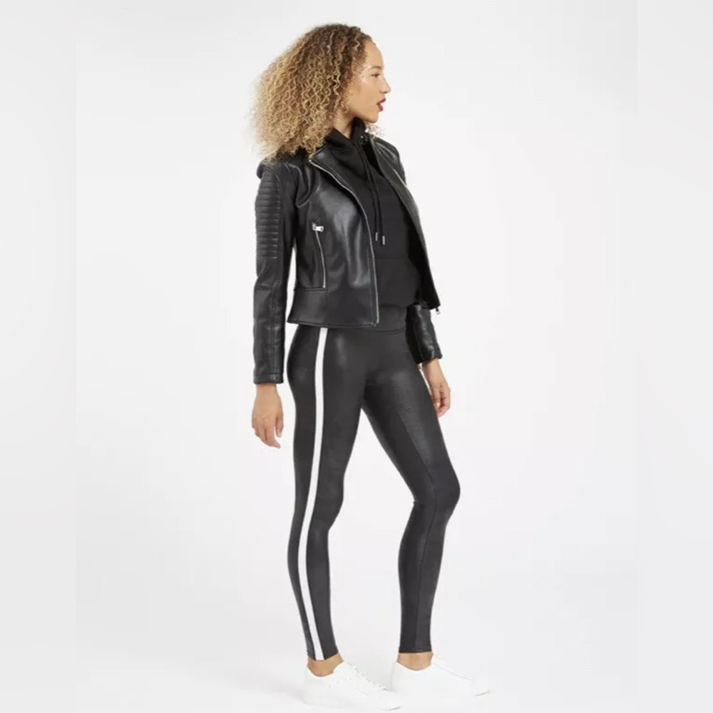 SPANX Faux Leather Side Stripe Leggings - Picture 3 of 12